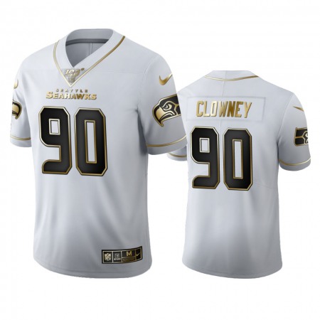 Seattle Seahawks #90 Jadeveon Clowney Men's Nike White Golden Edition Vapor Limited NFL 100 Jersey