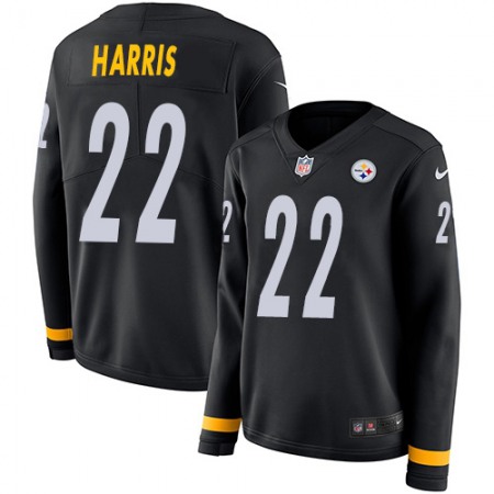 Nike Steelers #22 Najee Harris Black Team Color Women's Stitched NFL Limited Therma Long Sleeve Jersey