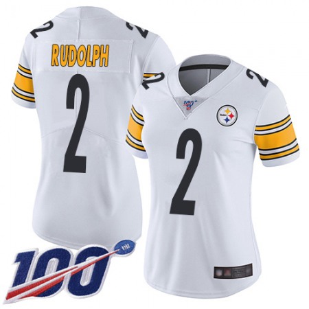 Nike Steelers #2 Mason Rudolph White Women's Stitched NFL 100th Season Vapor Limited Jersey