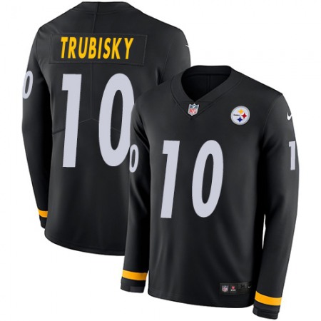 Nike Steelers #10 Mitchell Trubisky Black Team Color Youth Stitched NFL Limited Therma Long Sleeve Jersey