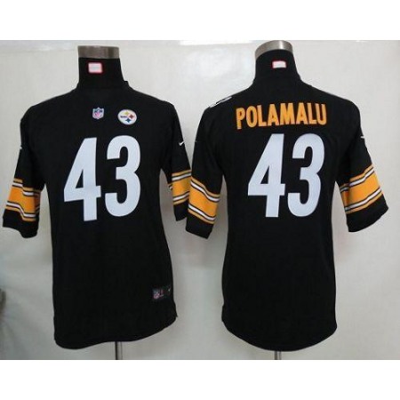 Nike Steelers #43 Troy Polamalu Black Team Color Youth Stitched NFL Elite Jersey