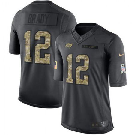 Nike Buccaneers #12 Tom Brady Black Men's Stitched NFL Limited 2016 Salute to Service Jersey