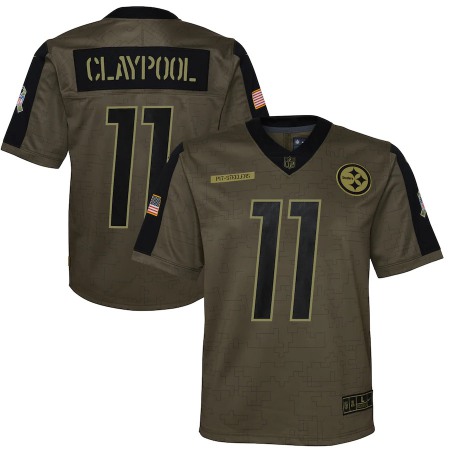 Pittsburgh Steelers #11 Chase Claypool Olive Nike Youth 2021 Salute To Service Game Jersey