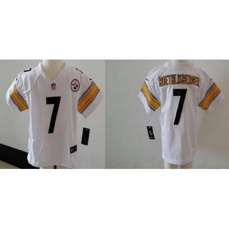 Toddler Nike Steelers #7 Ben Roethlisberger White Stitched NFL Elite Jersey