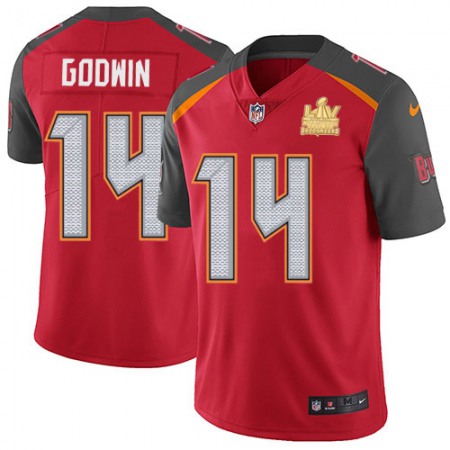 Nike Buccaneers #14 Chris Godwin Red Team Color Men's Super Bowl LV Champions Patch NFL Vapor Untouchable Limited Jersey