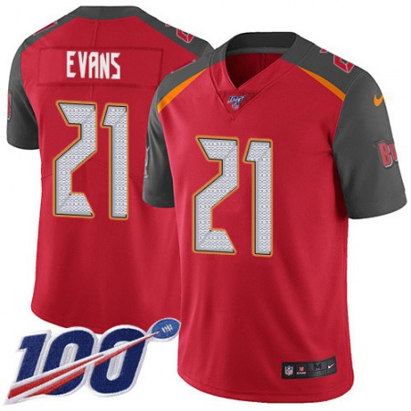 Nike Buccaneers #21 Justin Evans Red Team Color Men's Stitched NFL 100th Season Vapor Untouchable Limited Jersey