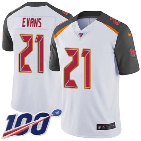 Nike Buccaneers #21 Justin Evans White Men's Stitched NFL 100th Season Vapor Untouchable Limited Jersey