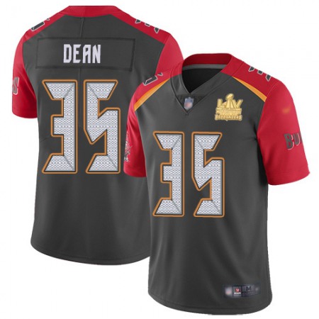 Nike Buccaneers #35 Jamel Dean Gray Men's Super Bowl LV Champions Patch Stitched NFL Limited Inverted Legend Jersey