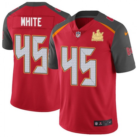 Nike Buccaneers #45 Devin White Red Team Color Men's Super Bowl LV Champions Patch NFL Vapor Untouchable Limited Jersey