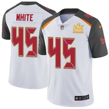 Nike Buccaneers #45 Devin White White Men's Super Bowl LV Champions Patch Stitched NFL Vapor Untouchable Limited Jersey