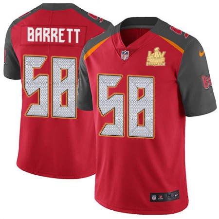 Nike Buccaneers #58 Shaquil Barrett Red Team Color Men's Super Bowl LV Champions Patch NFL Vapor Untouchable Limited Jersey