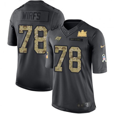 Nike Buccaneers #78 Tristan Wirfs Black Men's Super Bowl LV Champions Patch NFL Limited 2016 Salute to Service Jersey