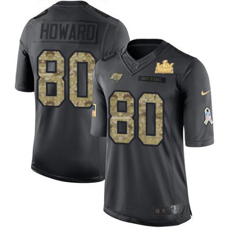 Nike Buccaneers #80 O. J. Howard Black Men's Super Bowl LV Champions Patch NFL Limited 2016 Salute to Service Jersey