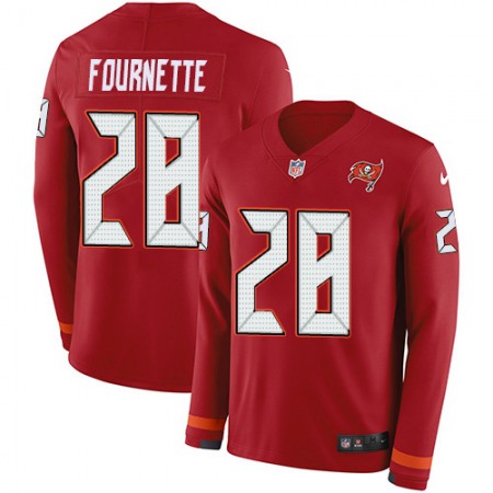 Tampa Bay Buccaneers #28 Leonard Fournette Red Team Color Men's Stitched NFL Limited Therma Long Sleeve Jersey