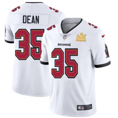 Tampa Bay Buccaneers #35 Jamel Dean Men's Super Bowl LV Champions Patch Nike White Vapor Limited Jersey