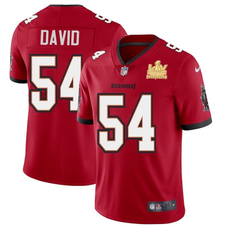 Tampa Bay Buccaneers #54 Lavonte David Men's Super Bowl LV Champions Patch Nike Red Vapor Limited Jersey