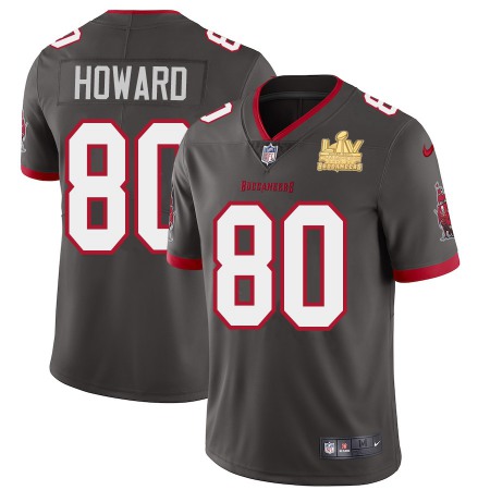 Tampa Bay Buccaneers #80 O. J. Howard Men's Super Bowl LV Champions Patch Nike Pewter Alternate Vapor Limited Jersey