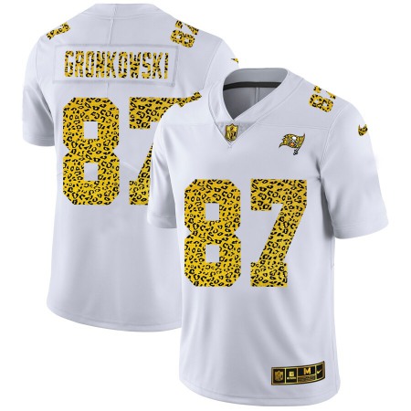 Tampa Bay Buccaneers #87 Rob Gronkowski Men's Nike Flocked Leopard Print Vapor Limited NFL Jersey White