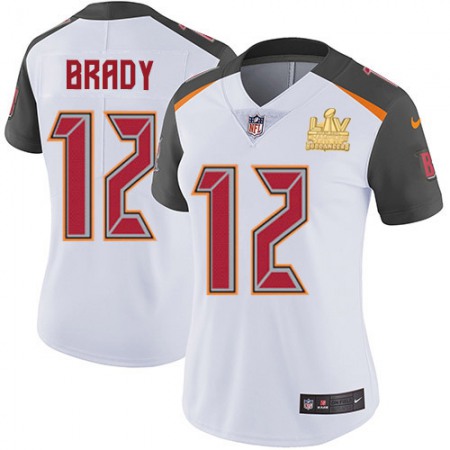 Nike Buccaneers #12 Tom Brady White Women's Super Bowl LV Champions Patch Stitched NFL Vapor Untouchable Limited Jersey