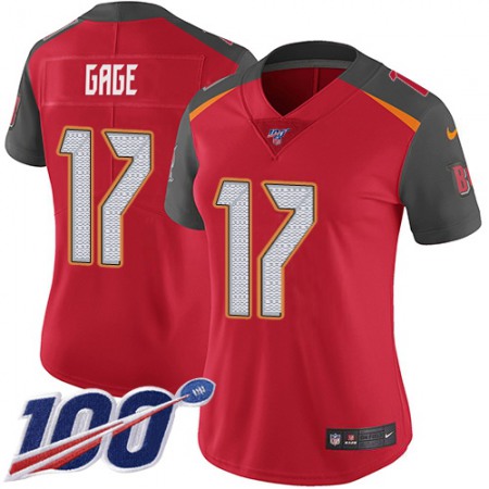 Nike Buccaneers #17 Russell Gage Red Team Color Women's Stitched NFL 100th Season Vapor Untouchable Limited Jersey