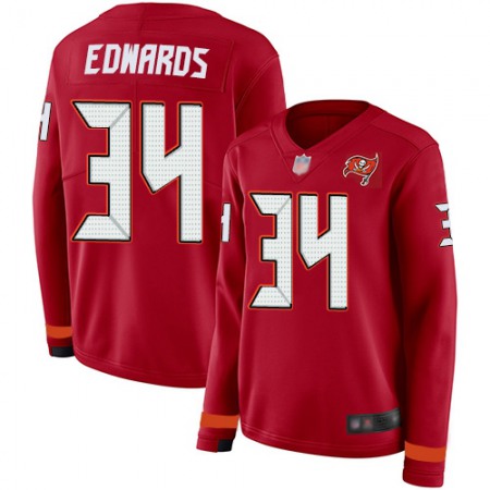 Nike Buccaneers #34 Mike Edwards Red Team Color Women's Stitched NFL Limited Therma Long Sleeve Jersey