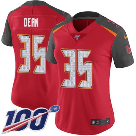 Nike Buccaneers #35 Jamel Dean Red Team Color Women's Stitched NFL 100th Season Vapor Untouchable Limited Jersey