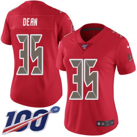 Nike Buccaneers #35 Jamel Dean Red Women's Stitched NFL Limited Rush 100th Season Jersey