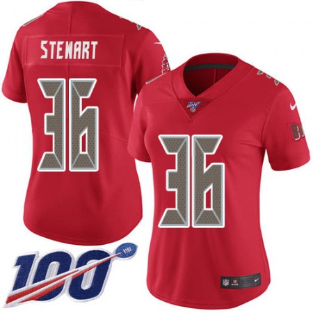 Nike Buccaneers #36 M.J. Stewart Red Women's Stitched NFL Limited Rush 100th Season Jersey