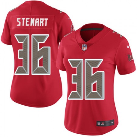 Nike Buccaneers #36 M.J. Stewart Red Women's Stitched NFL Limited Rush Jersey