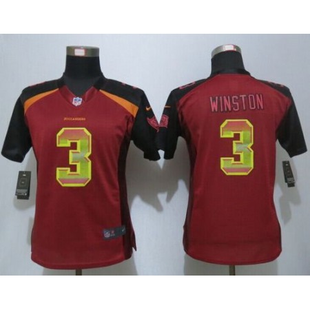 Nike Buccaneers #3 Jameis Winston Red Team Color Women's Stitched NFL Elite Strobe Jersey