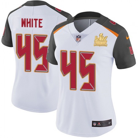 Nike Buccaneers #45 Devin White White Women's Super Bowl LV Champions Patch Stitched NFL Vapor Untouchable Limited Jersey