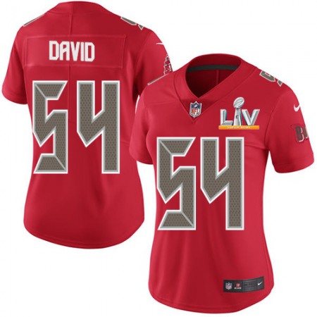 Nike Buccaneers #54 Lavonte David Red Women's Super Bowl LV Bound Stitched NFL Limited Rush Jersey