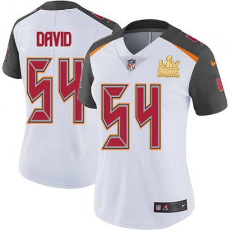 Nike Buccaneers #54 Lavonte David White Women's Super Bowl LV Champions Patch Stitched NFL Vapor Untouchable Limited Jersey