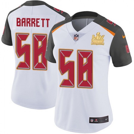 Nike Buccaneers #58 Shaquil Barrett White Women's Super Bowl LV Champions Patch Stitched NFL Vapor Untouchable Limited Jersey