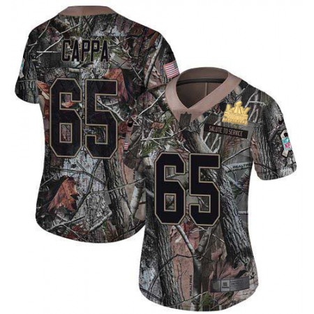 Nike Buccaneers #65 Alex Cappa Camo Women's Super Bowl LV Champions Patch Stitched NFL Limited Rush Realtree Jersey