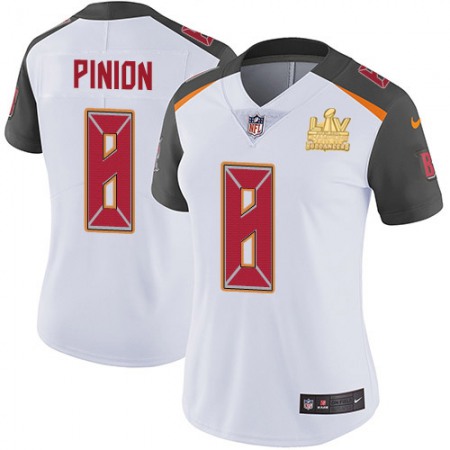 Nike Buccaneers #8 Bradley Pinion White Women's Super Bowl LV Champions Patch Stitched NFL Vapor Untouchable Limited Jersey