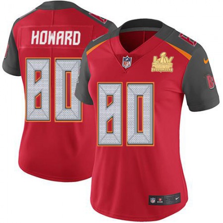 Nike Buccaneers #80 O. J. Howard Red Team Color Women's Super Bowl LV Champions Patch Stitched NFL Vapor Untouchable Limited Jersey