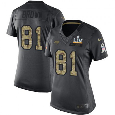 Nike Buccaneers #81 Antonio Brown Black Women's Super Bowl LV Bound Stitched NFL Limited 2016 Salute to Service Jersey