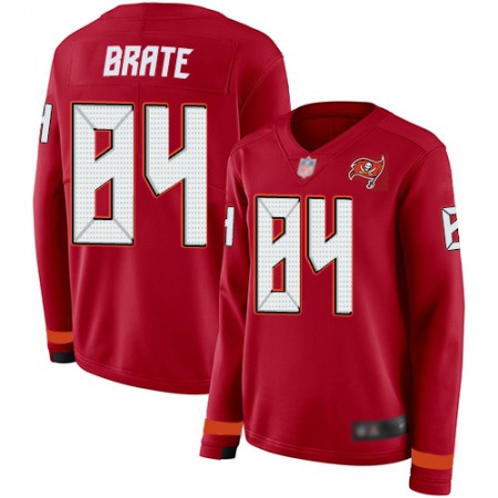 Nike Buccaneers #84 Cameron Brate Red Team Color Women's Stitched NFL Limited Therma Long Sleeve Jersey