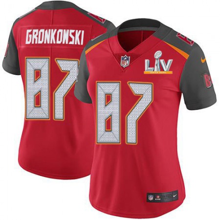 Nike Buccaneers #87 Rob Gronkowski Red Team Color Women's Super Bowl LV Bound Stitched NFL Vapor Untouchable Limited Jersey