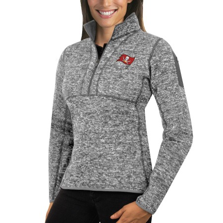 Tampa Bay Buccaneers Antigua Women's Fortune Half-Zip Sweater Heather Gray