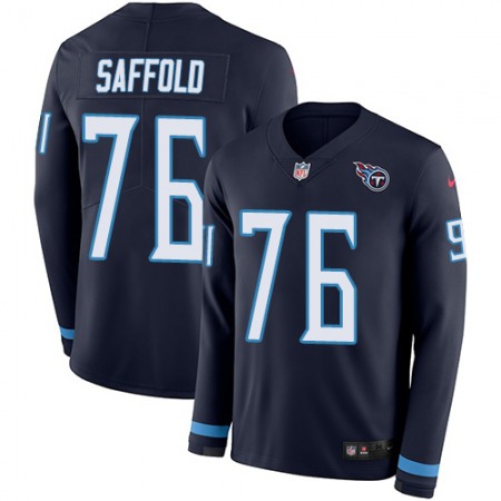 Nike Titans #76 Rodger Saffold Navy Blue Team Color Men's Stitched NFL Limited Therma Long Sleeve Jersey