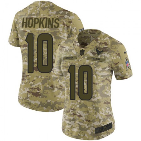 Nike Texans #10 DeAndre Hopkins Camo Women's Stitched NFL Limited 2018 Salute to Service Jersey