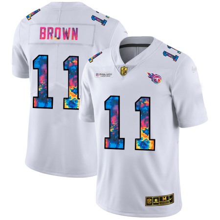 Tennessee Titans #11 A.J. Brown Men's White Nike Multi-Color 2020 NFL Crucial Catch Limited NFL Jersey