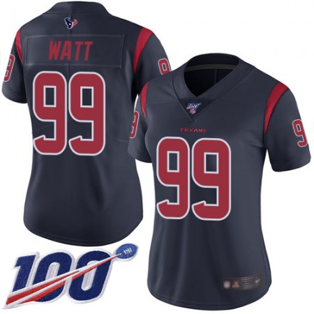 Nike Texans #99 J.J. Watt Navy Blue Women's Stitched NFL Limited Rush 100th Season Jersey