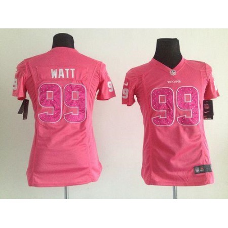 Nike Texans #99 J.J. Watt Pink Sweetheart Women's Stitched NFL Elite Jersey