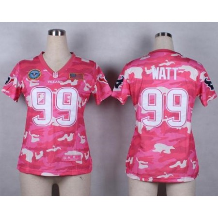 Nike Texans #99 J.J. Watt Pink Women's Stitched NFL Elite Camo Fashion Jersey