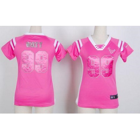 Nike Texans #99 J.J. Watt Pink Women's Stitched NFL Elite Draft Him Shimmer Jersey