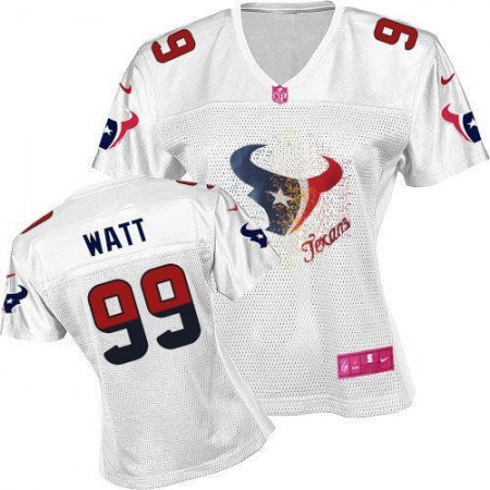 Nike Texans #99 J.J. Watt White Women's Fem Fan NFL Game Jersey