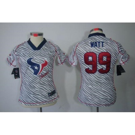 Nike Texans #99 J.J. Watt Zebra Women's Stitched NFL Elite Jersey